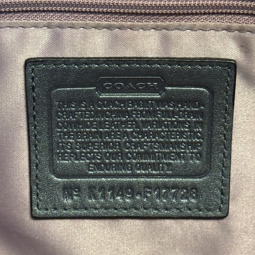 COACH 🔥 Olive Green Op Art Embossed Patent Leather East West Gallery Tote - Picture 11 of 12